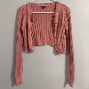 Rose Pink Cropped Sweater Small